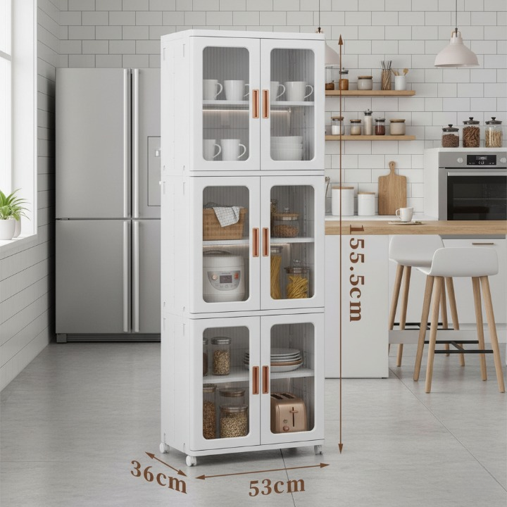 ארון גלגל פלסטיק מתקפל, עם גלגלים 3 קומות (155.5*53*36) דגם לונדון