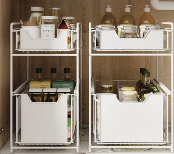 סטנד אחסון מתחת לכיור צבע שחור שתי קומות