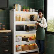 ארון אחסון 5 מדפים עם דלתות וגלגלים דגם רומא