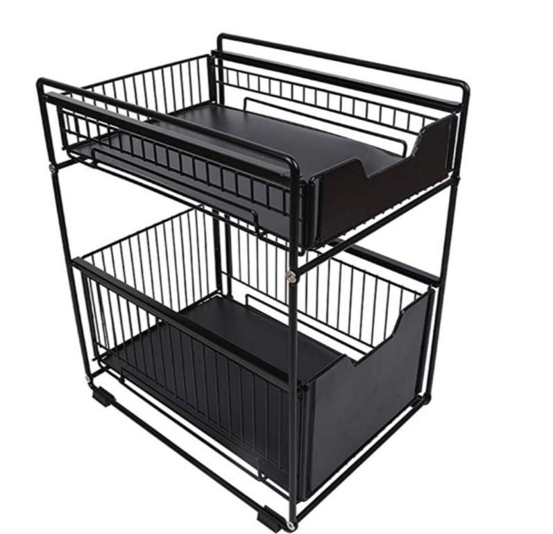 סטנד אחסון מתחת לכיור צבע שחור שתי קומות