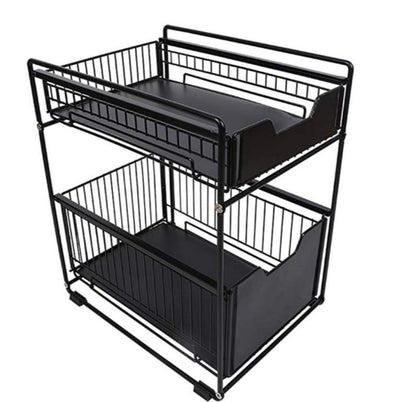 סטנד אחסון מתחת לכיור צבע שחור שתי קומות