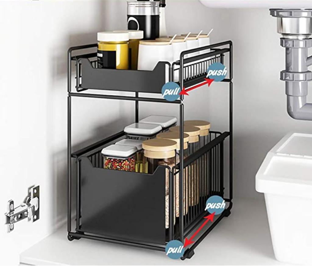 סטנד אחסון מתחת לכיור צבע שחור שתי קומות