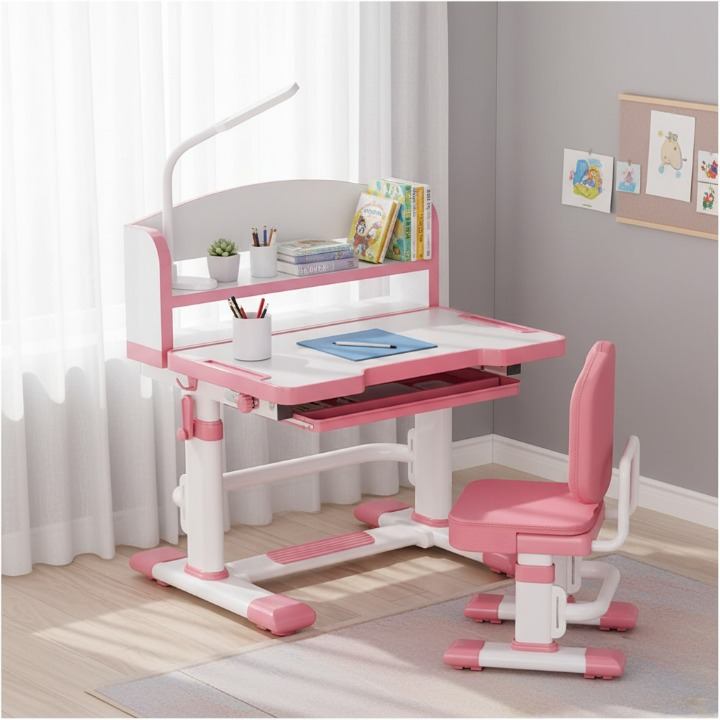 סט שולחן כתיבה וכיסא ארגונומי מתכוונן לגובה לילדים