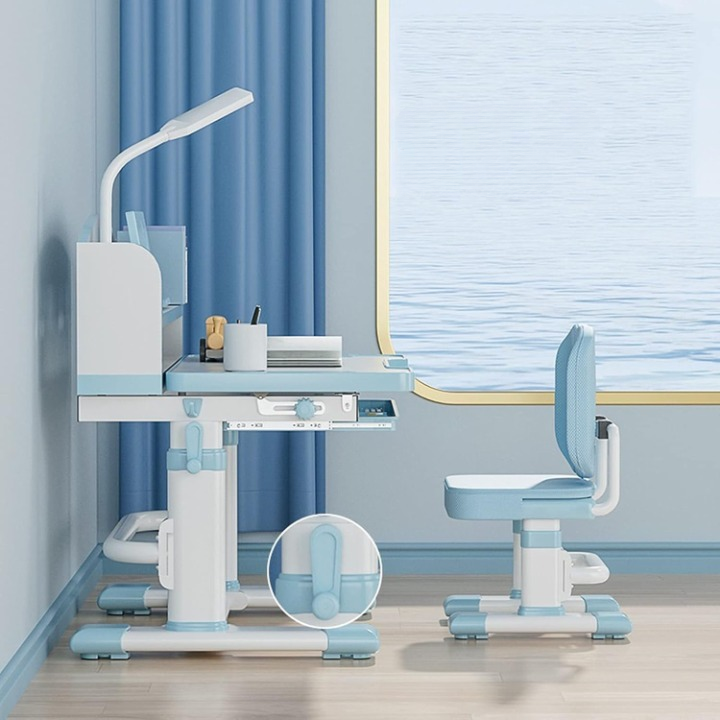 סט שולחן כתיבה וכיסא ארגונומי מתכוונן לגובה לילדים