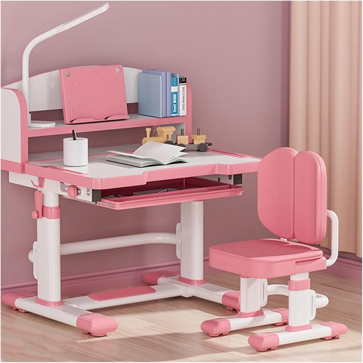 סט שולחן כתיבה וכיסא ארגונומי מתכוונן לגובה לילדים