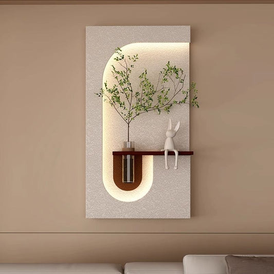 ציור קיר דקורטיבי כולל מנורה לד ובקבוק וזכוכית וצמח מלאכותי ושלט מרחוק גודל (100*50 ס"מ)