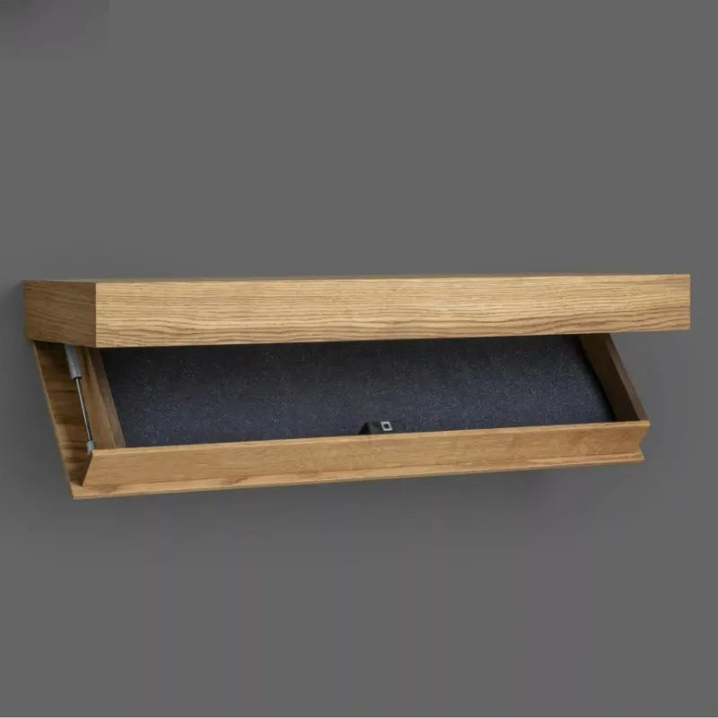 מדף צף קיר מעץ מלא עם תא סודי וכרטיס לפתיחה (90*28*8 ס"מ)