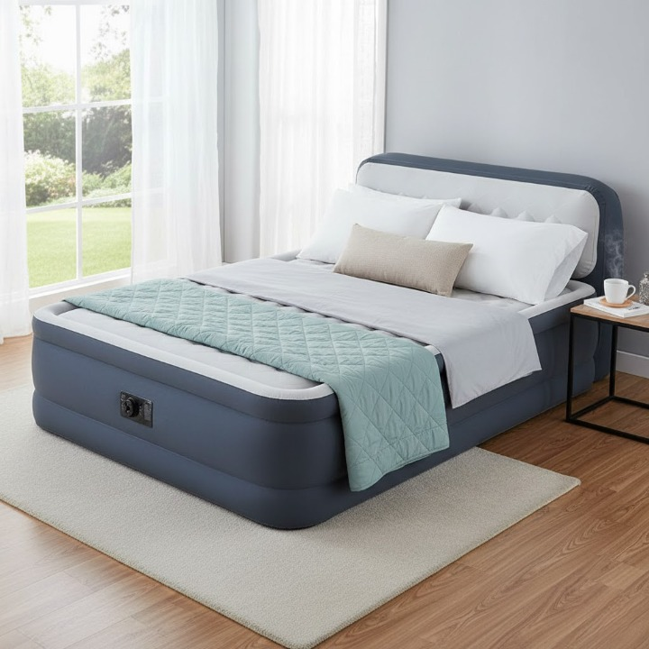 מזרון זוגי מתנפח כולל משאבה ומשענת לראש (152*236 ס"מ) - INTEX