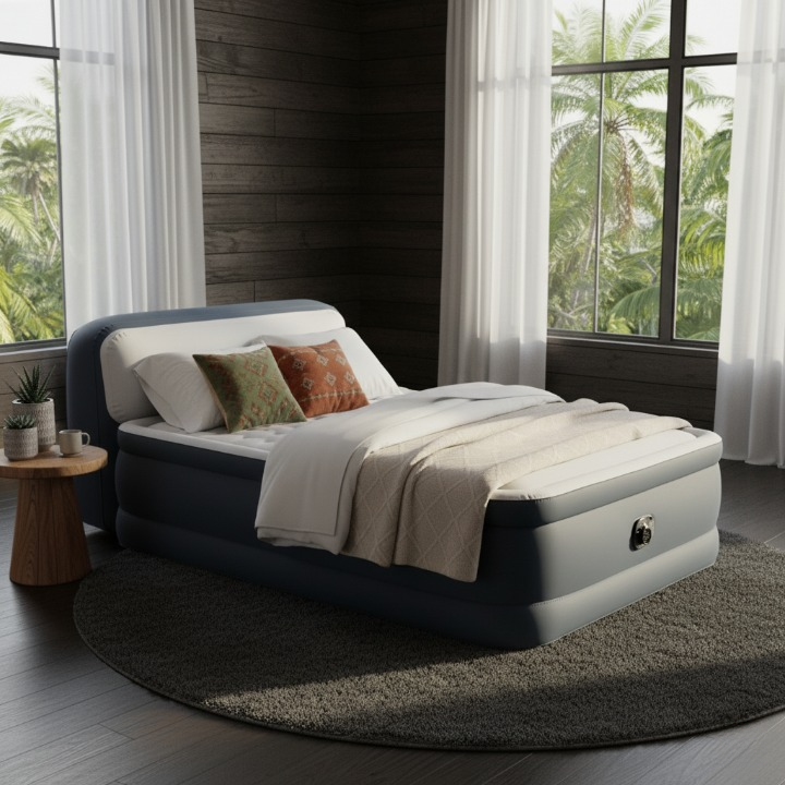 מזרון זוגי מתנפח כולל משאבה ומשנת לראש (152*236 ס"מ) - INTEX