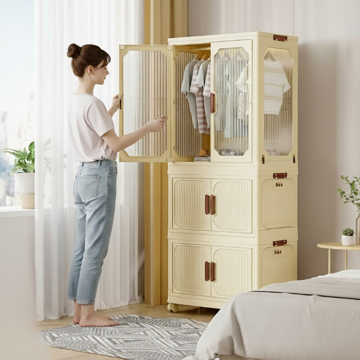 ארון תלייה חדשני מפלסטיק עם גלגלים דגם EazyBox (156*68.5*43 ס"מ)