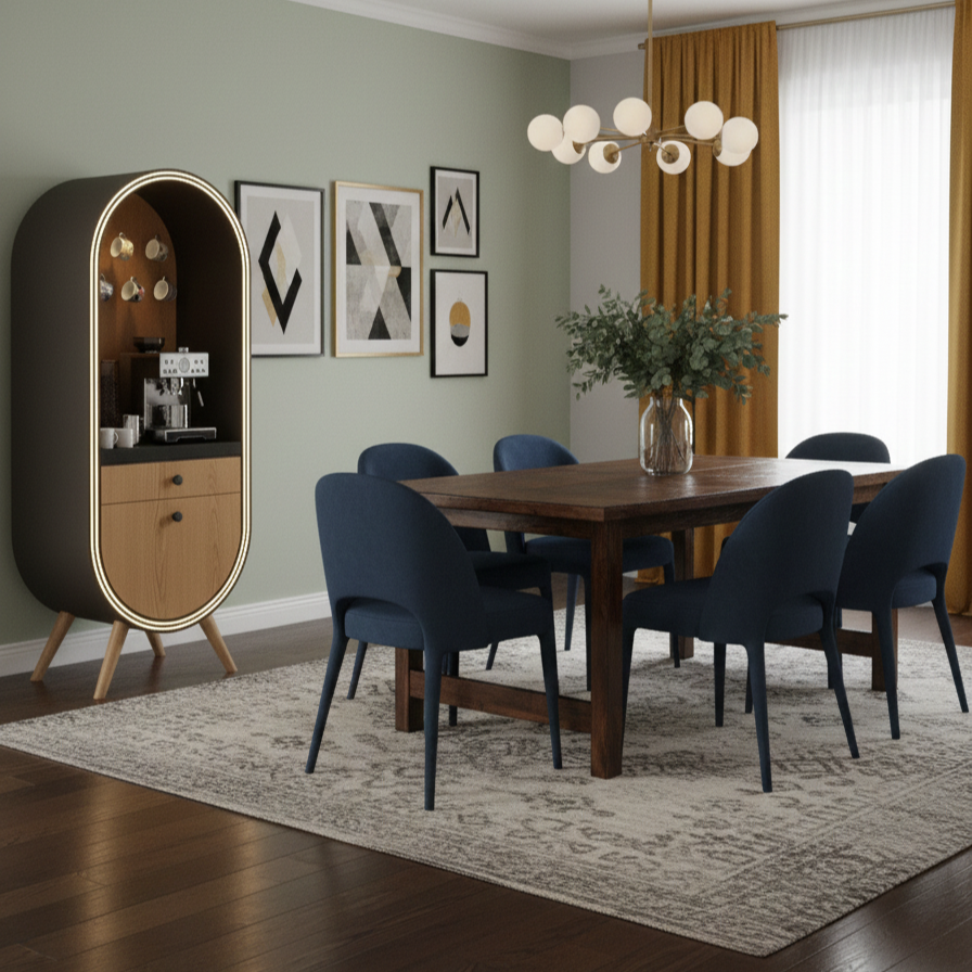 ארון בר קפה מודרני עם תאורת LED