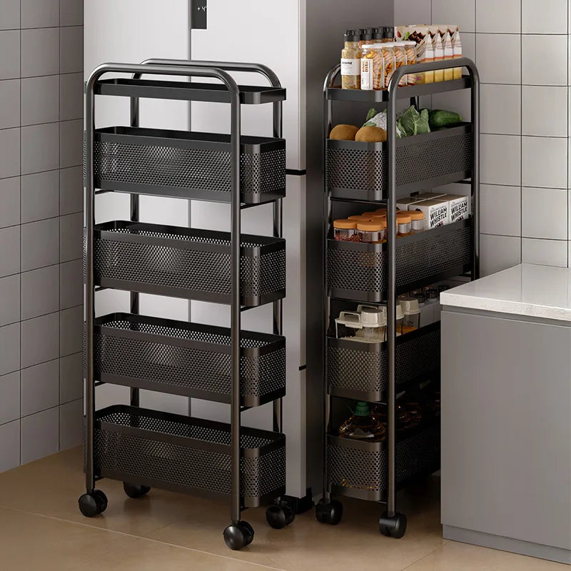 ארון שרות למטבח עם גלגלים במגוון גדלים, בצבע שחור
