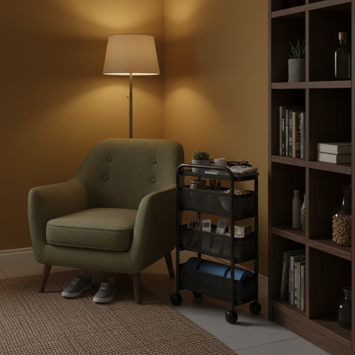 ארון שרות למטבח עם גלגלים במגוון גדלים, בצבע שחור