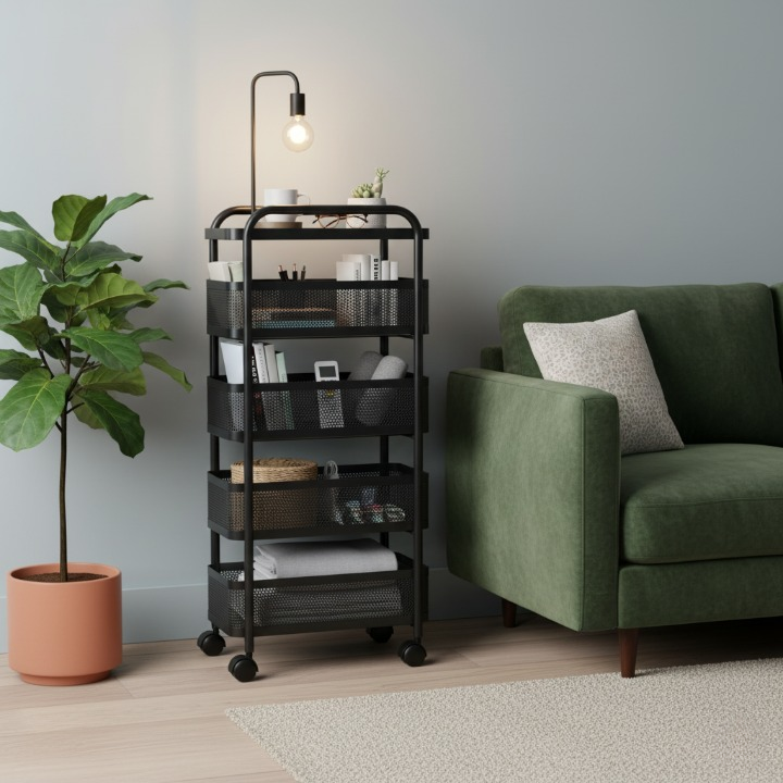 ארון שרות למטבח עם גלגלים במגוון גדלים, בצבע שחור