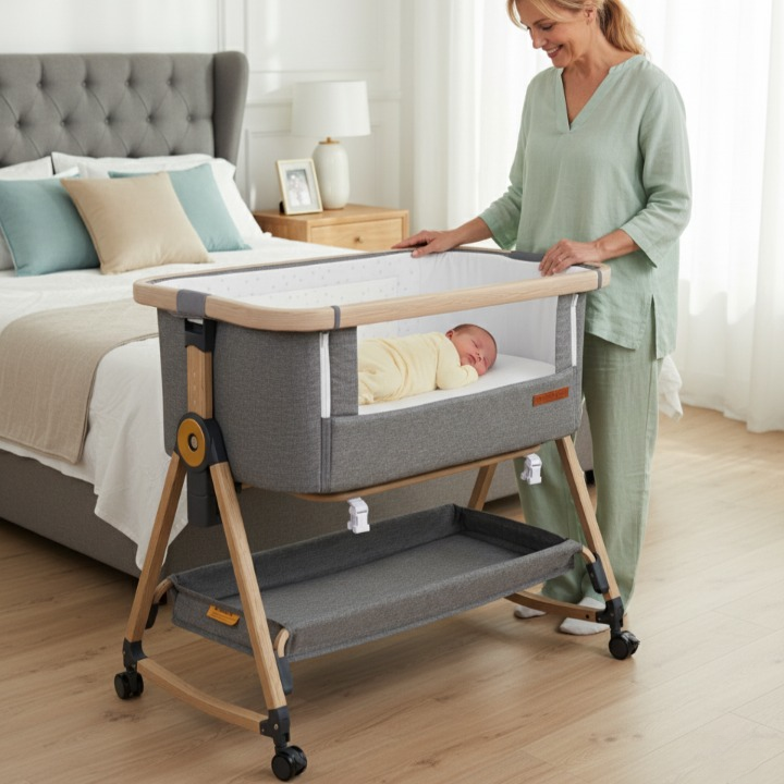 מיטת תינוק ניידת עם גלגלים - עריסה מתנדנדת - SPORTDESIGN