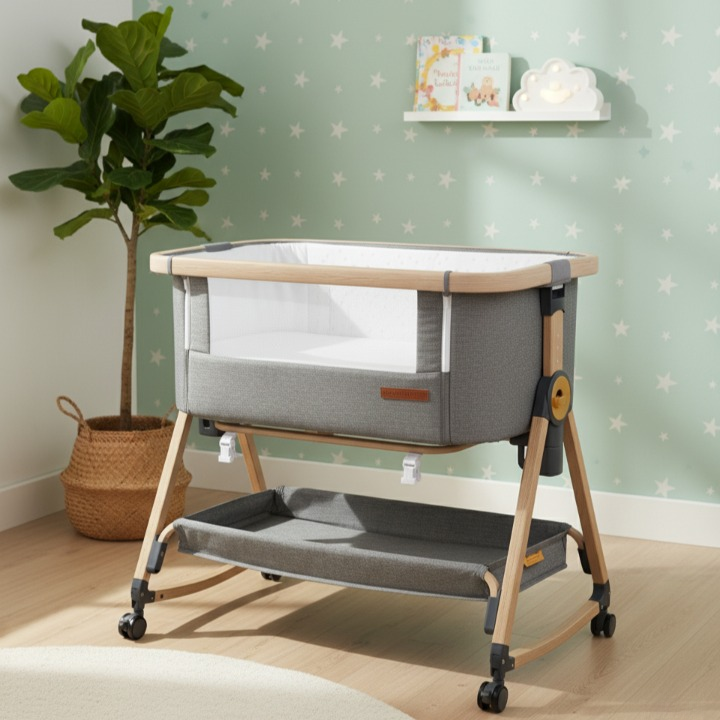 מיטת תינוק ניידת עם גלגלים - עריסה מתנדנדת - SPORTDESIGN