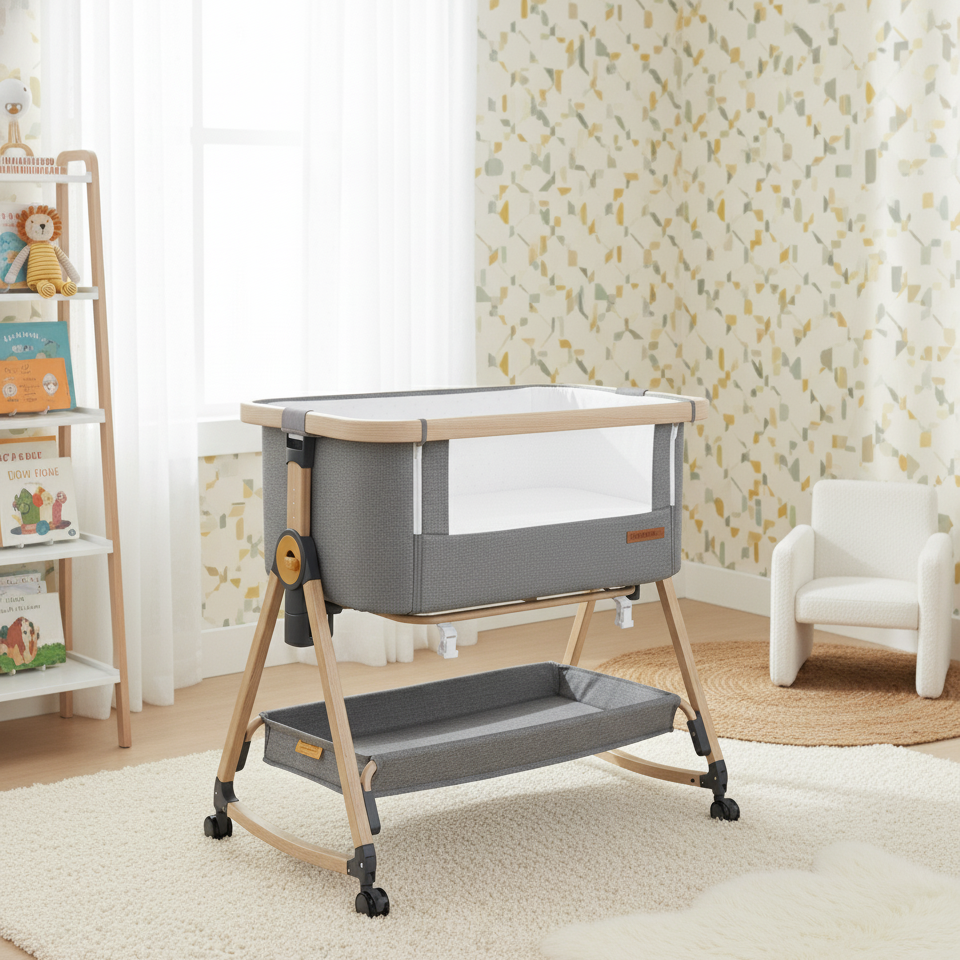 מיטת תינוק ניידת עם גלגלים - עריסה מתנדנדת - SPORTDESIGN