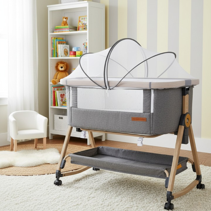 מיטת תינוק ניידת עם גלגלים - עריסה מתנדנדת - SPORTDESIGN