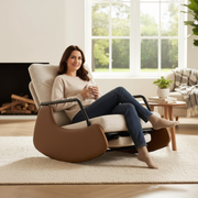 כיסא נדנדה עם משענת יד מתקפלת בצבע בז (85*60*80) דגם הנדריקס