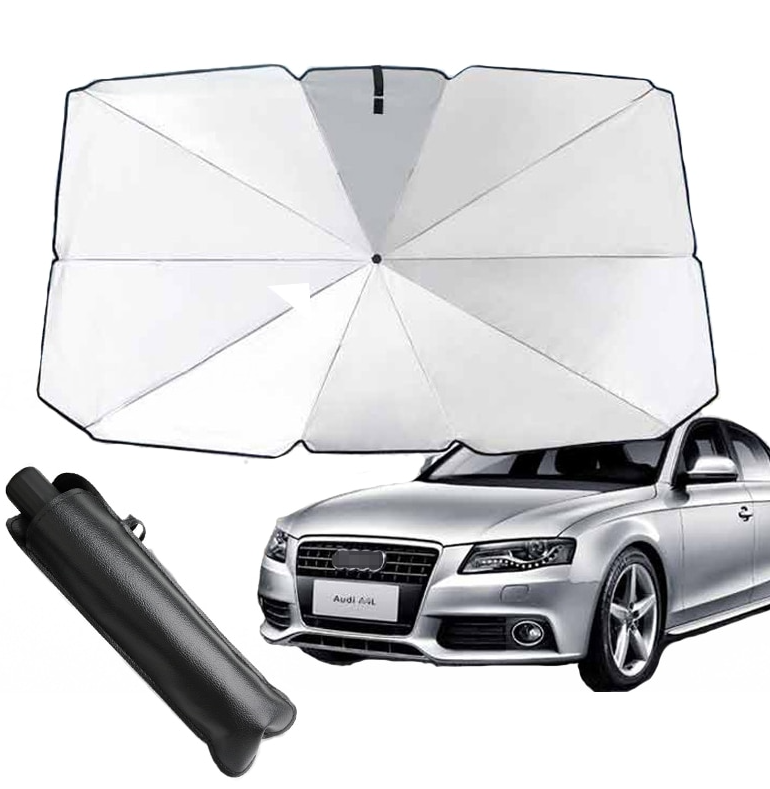 מגן שמש מטריה לרכב מתקפל ונוח במיוחד, שתי יחידות ב 100 שקל בלבד