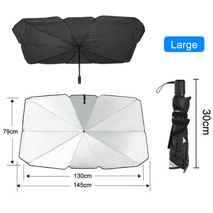 מגן שמש מטריה לרכב מתקפל ונוח במיוחד, שתי יחידות ב 100 שקל בלבד