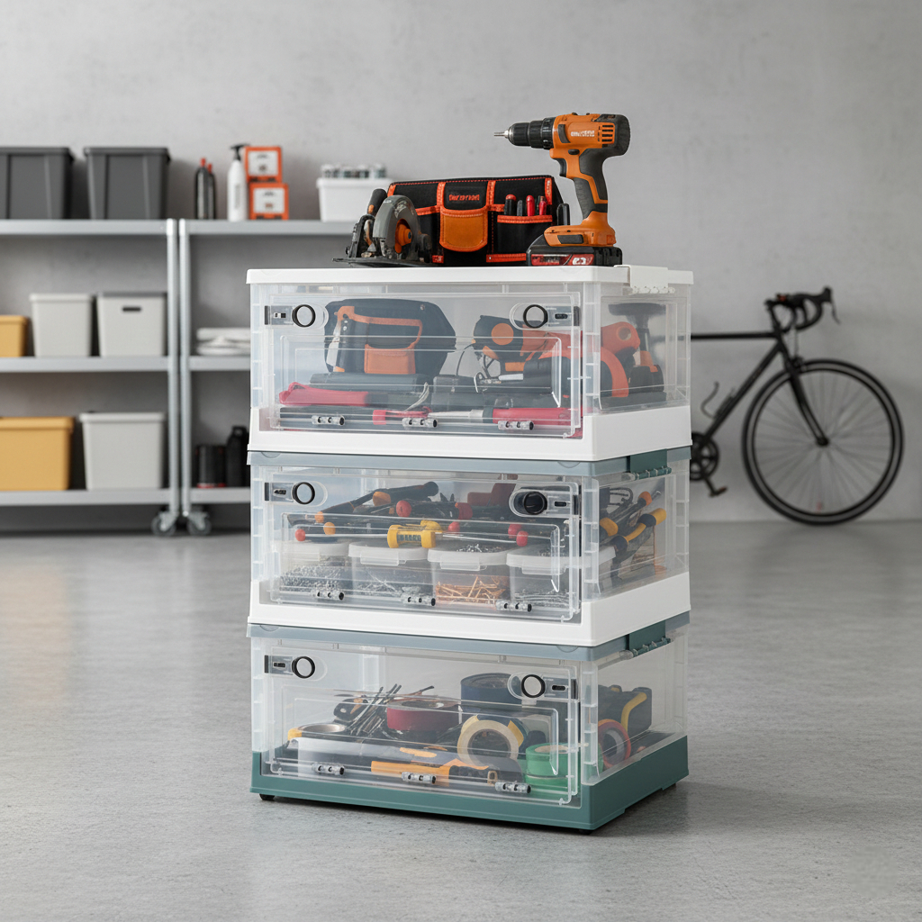 קופסאות אחסון נערמות עם גלגלים