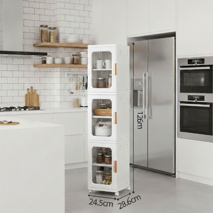 ארון אחסון צר רב תכליתי שלוש קומות דגם מילאנו