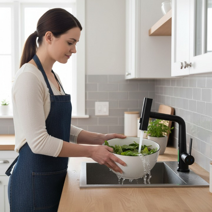 ברז מטבח נשלף שלושה מצבים, מסתובב 360 מעלות, עם צג.