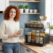 סטנד אחסון מתחת לכיור צבע שחור שתי קומות