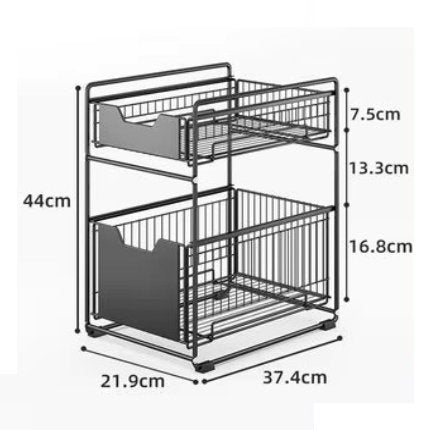 סטנד אחסון מתחת לכיור צבע שחור שתי קומות