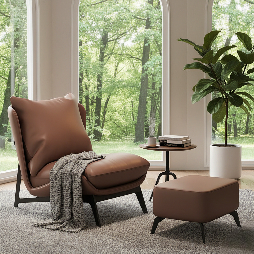 כורסא משולבת הדום דמוי עור  דגם שרונא