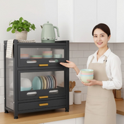 מיבש כלים חדשני עם שתי מגירות ומדף נשלף (70*28.5*52)