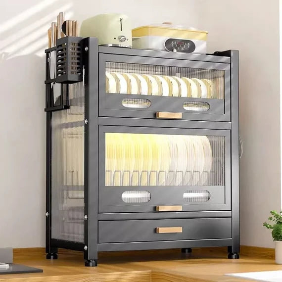 מיבש כלים חדשני עם שתי מגירות ומדף נשלף (70*28.5*52)