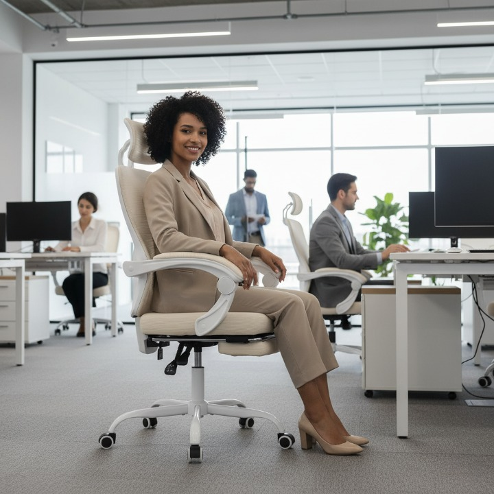 כסא משרדי ארגונומי מתכוונן, תמיכת מותניים מתכווננת דגם DR.COMFO