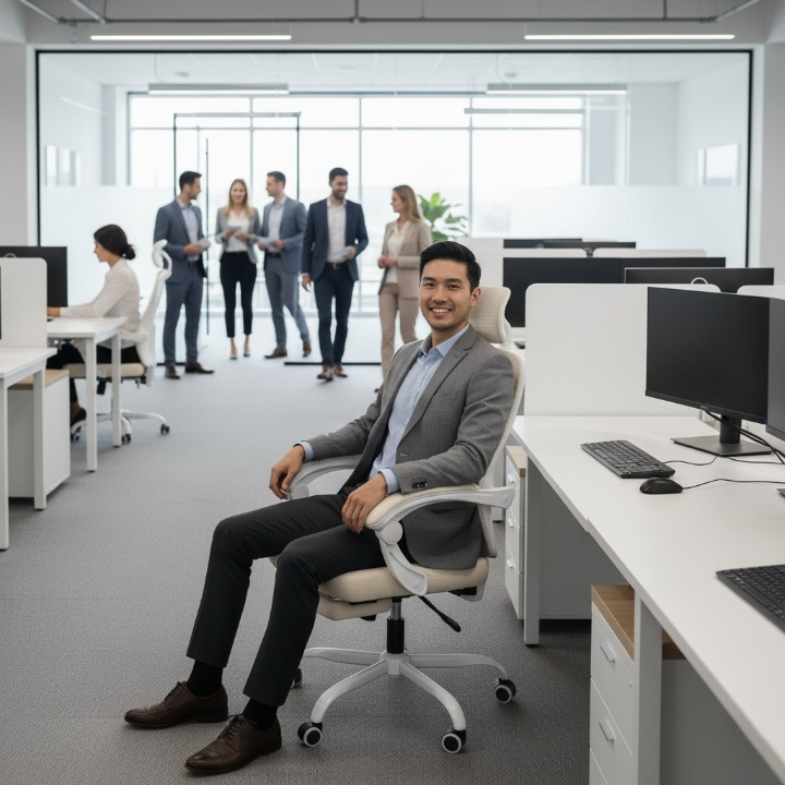 כסא משרדי ארגונומי מתכוונן, תמיכת מותניים מתכווננת דגם DR.COMFO