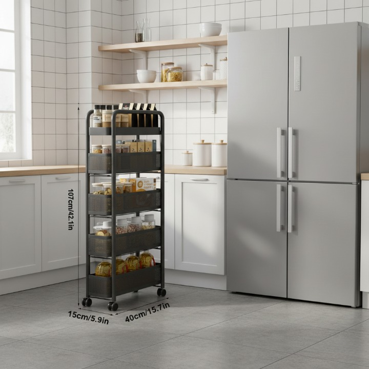 ארון שרות למטבח עם גלגלים במגוון גדלים, בצבע שחור