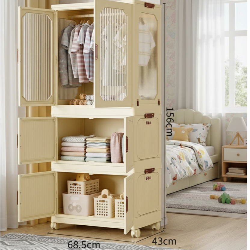 ארון תלייה חדשני מפלסטיק עם גלגלים דגם EazyBox (156*68.5*43 ס"מ)