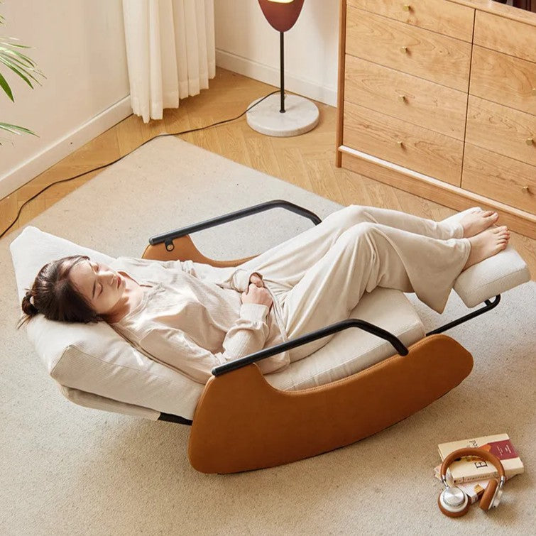 כיסא נדנדה עם משענת יד מתקפלת בצבע בז (90*60*80) דגם הנדריקס