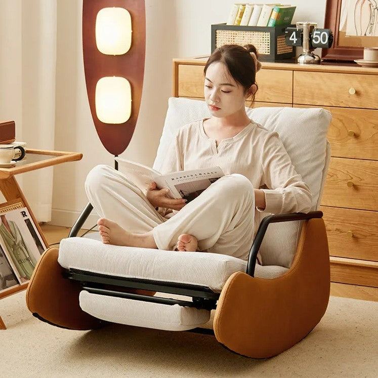 כיסא נדנדה עם משענת יד מתקפלת בצבע בז (90*60*80) דגם הנדריקס