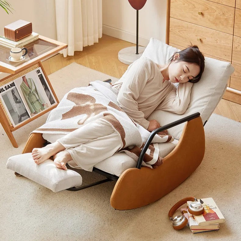 כיסא נדנדה עם משענת יד מתקפלת בצבע בז (90*60*80) דגם הנדריקס