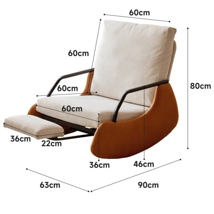 כיסא נדנדה עם משענת יד מתקפלת בצבע בז (90*60*80) דגם הנדריקס