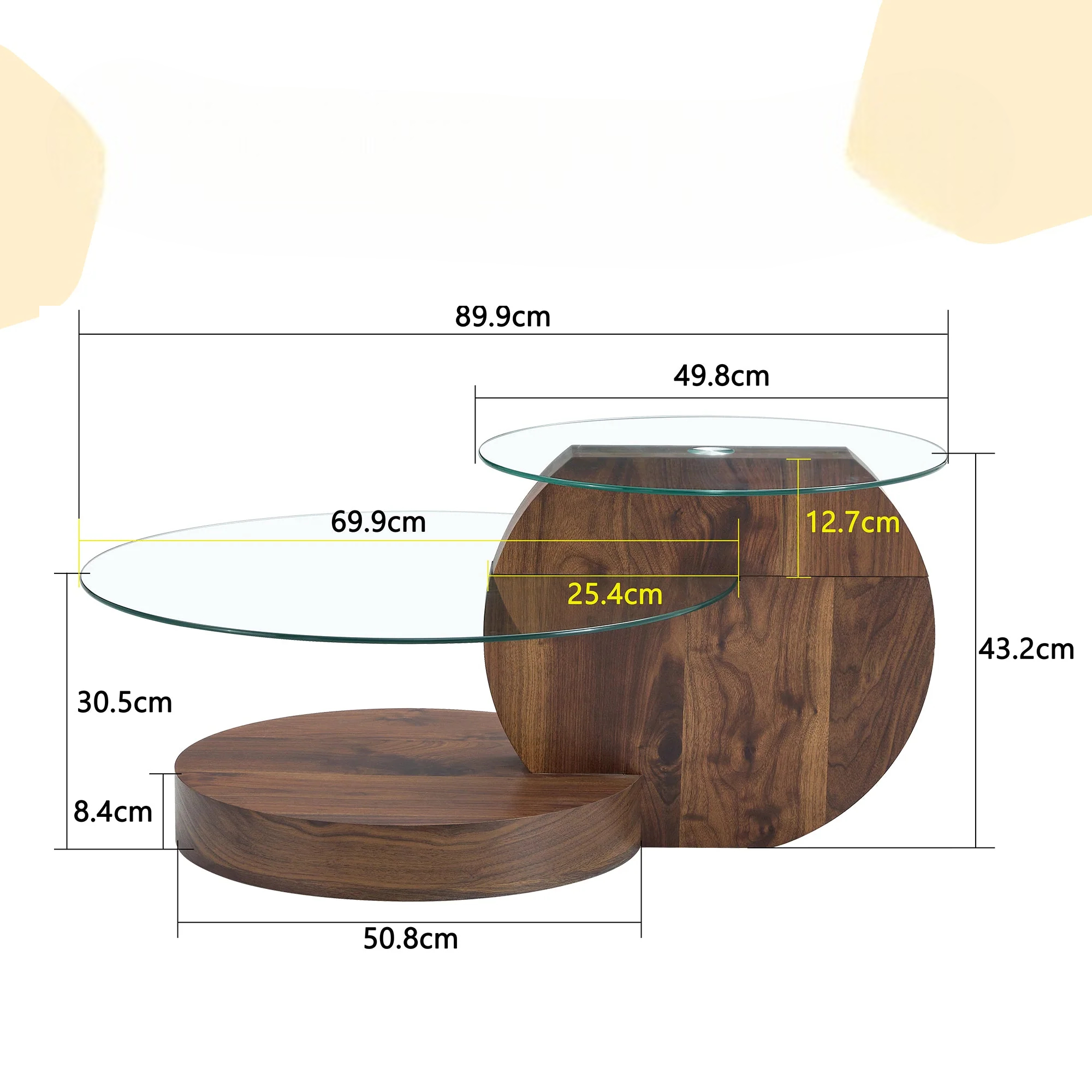 זוג שולחנות סלון זכוכית עגול דגם אושר