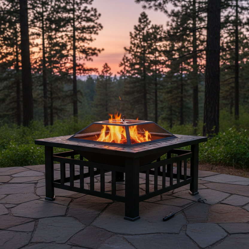 גריל ברביקיו מיוחד מרובע צבע שחור (81*81*49 ס"מ) כולל כיסוי מתנה